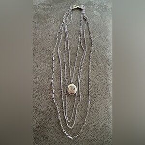 Multi-Layer Silver Locket Pendant Necklace - Modern Women's Jewelry